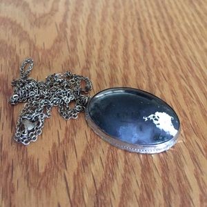 Sterling Silver Framed Agate Pendant with Chain